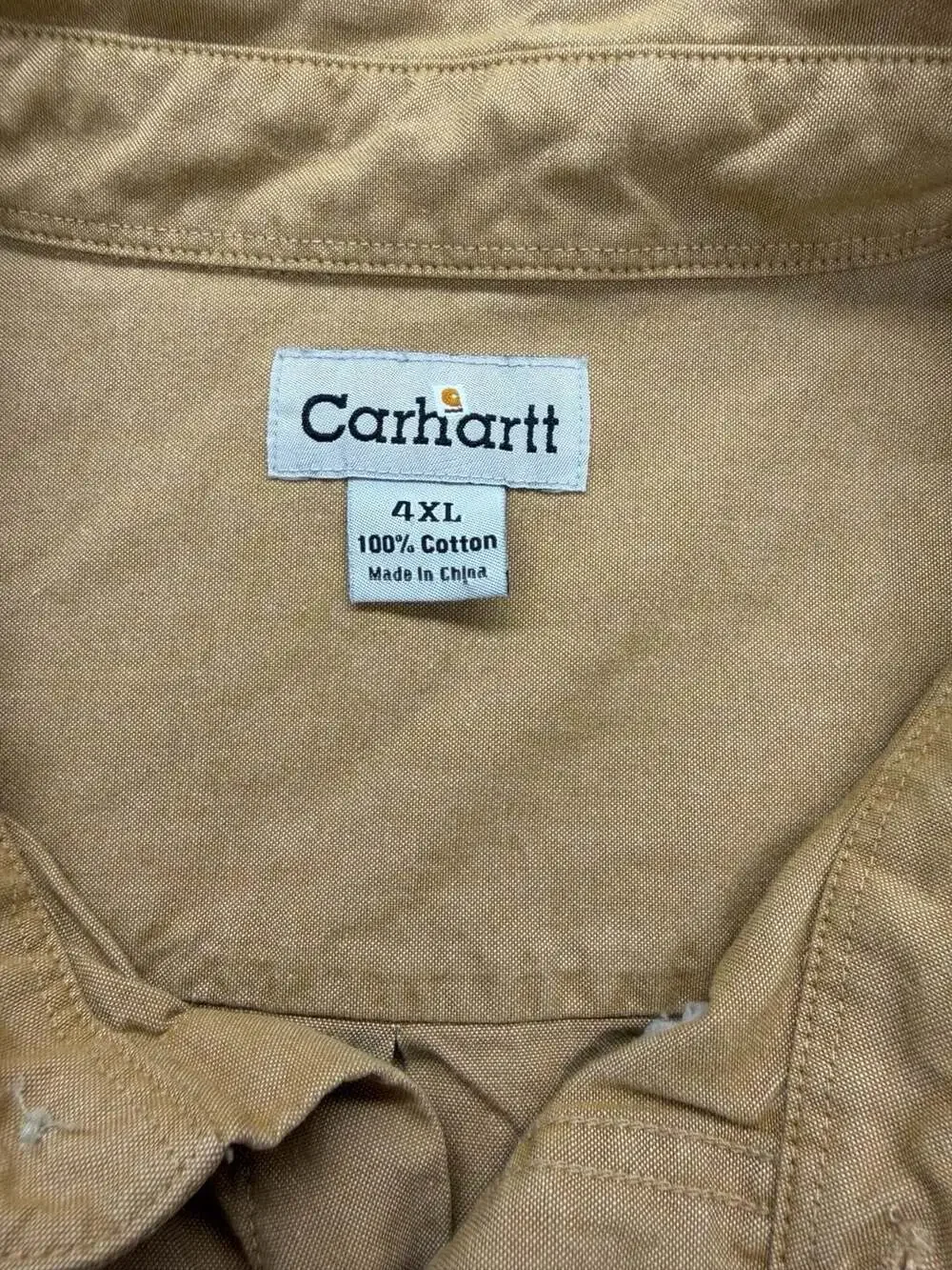 Carhartt Mens 4XL Tan 100% Cotton Long Sleeve Button Up Work Shirt